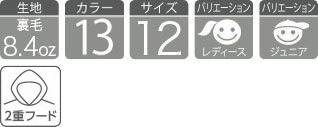 フーデッドライトパーカー 00216-mjh 各種スペック